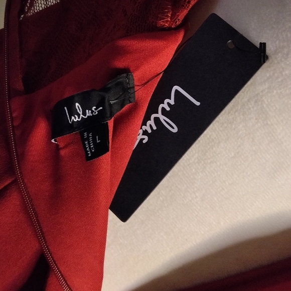 Lulus Exquisitely Sultry Wine Red Lace Strapless Bustier Midi Dress Size Large - Picture 11 of 12